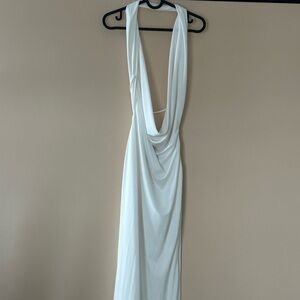 ZARA Elegant White Draped Women's Dress